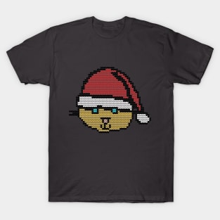 Christmas Sweater Cat Face Santa Hat T-Shirt